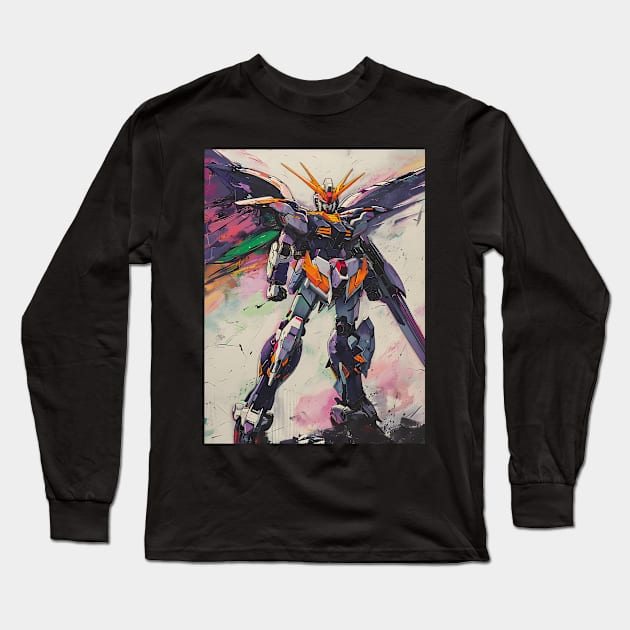 Winged Warriors: Gundam Wing, Mecha Epic, and Anime-Manga Legacy Unleashed Long Sleeve T-Shirt by insaneLEDP